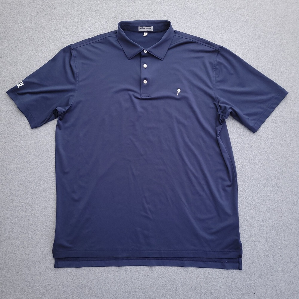 Peter Millar Summer Comfort Polo Shirt XL Golf Stretch Navy Green Rock Men